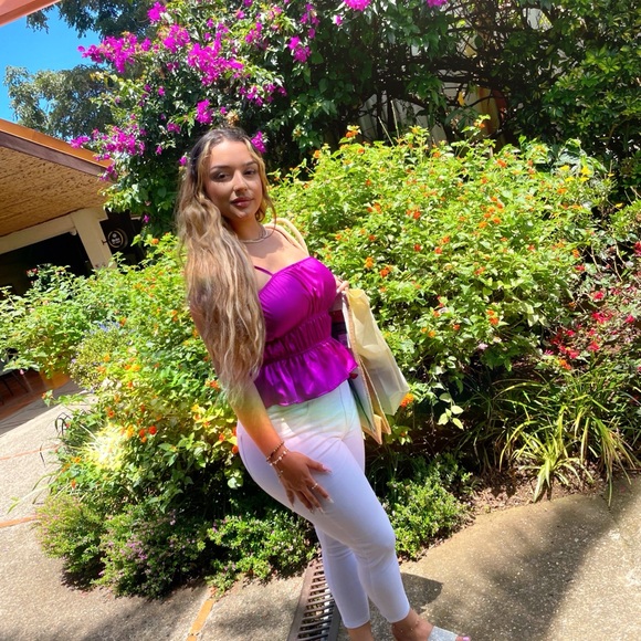 Peplum satin top - Picture 1 of 3